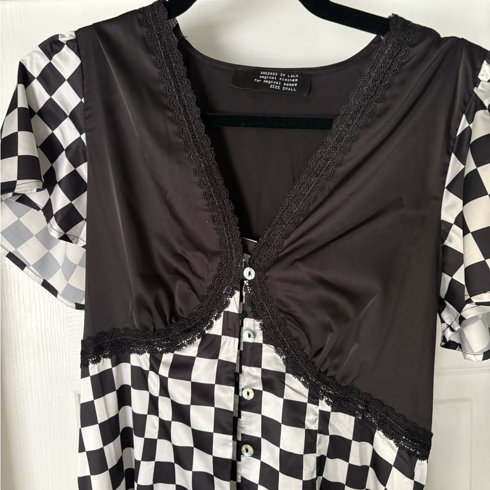 Dressed in LALA Black and White Checkered Dress